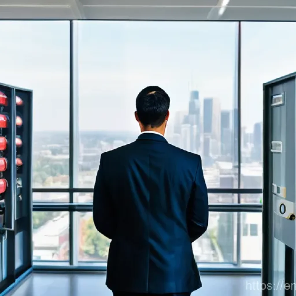 소방안전관리사 취업 가능한 산업군 - **Prompt: Modern High-Rise Fire Safety Inspection**
    "A professional, diligent fire safety manage...