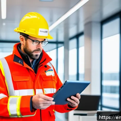 소방안전관리사로 전환 가능한 직종 - A professional fire safety manager in a modern office environment, wearing smart business attire and...
